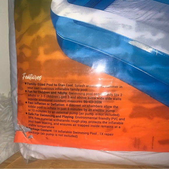 Inflatable Swimming Pool 82” Fits 2 Adults Or 3-5 Children - Picture 2 of 3